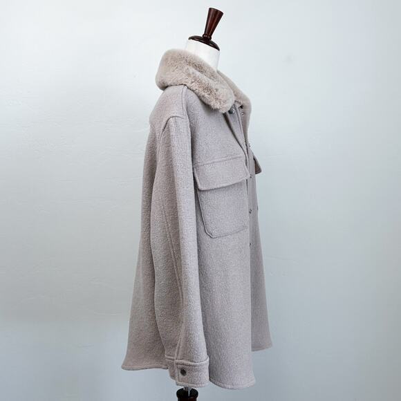 Dillard's A loves A Wool Blend Faux Fur Collar Shacket Coat - Picture 5 of 10